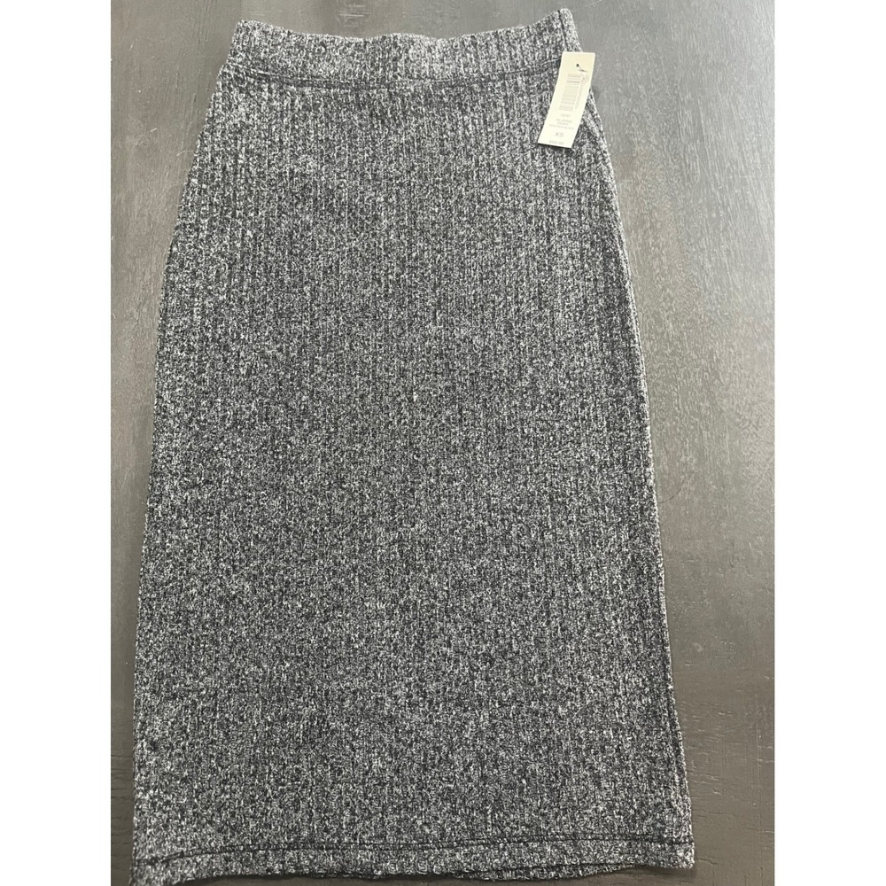 Wilfred Free Alanna Ribbed Knit Midi Skirt Heather Black‎ XS